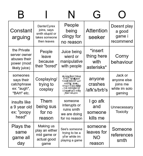 Friend Group Bingo Card