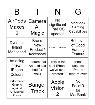 Apple Event Bingo Card