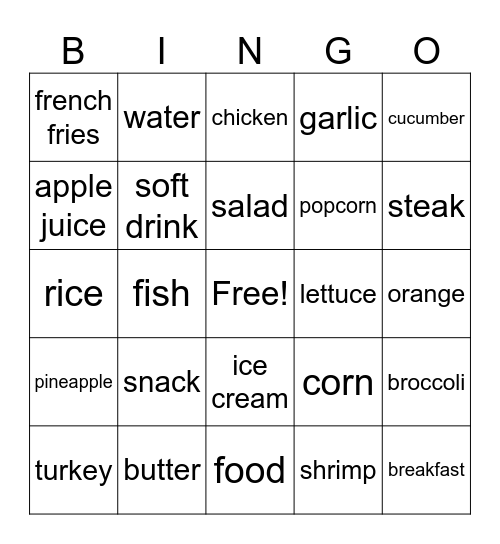 La Comida Bingo Card