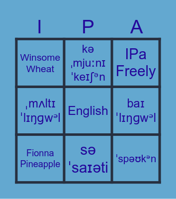 IPA Bingo Card