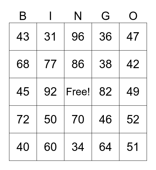Spanish Exploratory Bingo Card