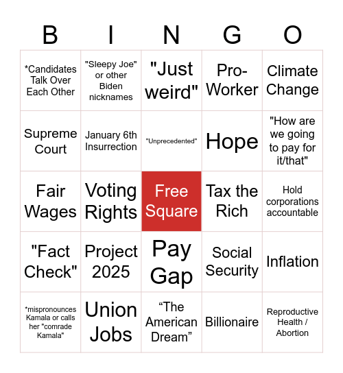 CWA D1 Debate Bingo Card