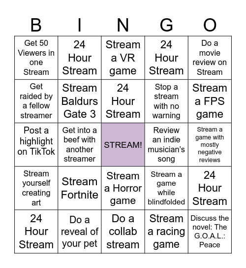 Twitch Bingo Card