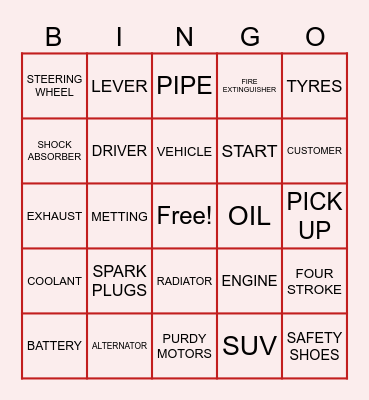 VSR BINGO Card
