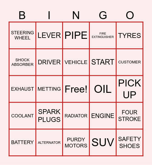 VSR BINGO Card
