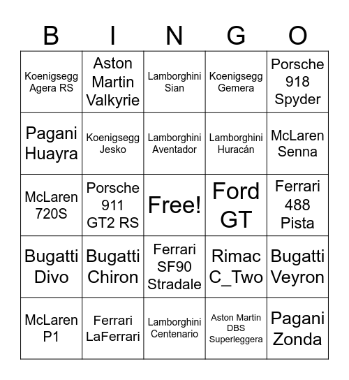 JBR Bingo Card