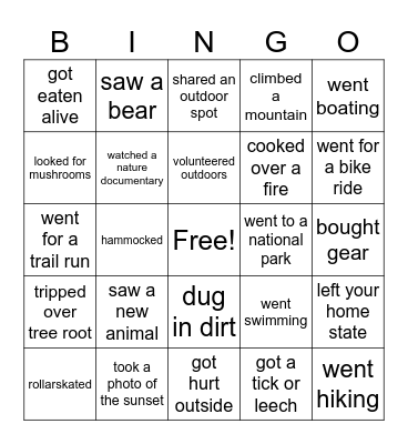 Trailstompers Bingo Card