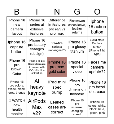 GLOWTIME Event! Bingo Card