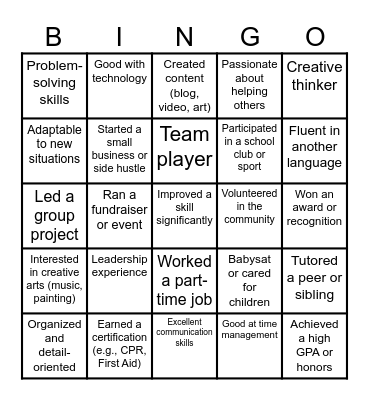 Profile Bingo Card