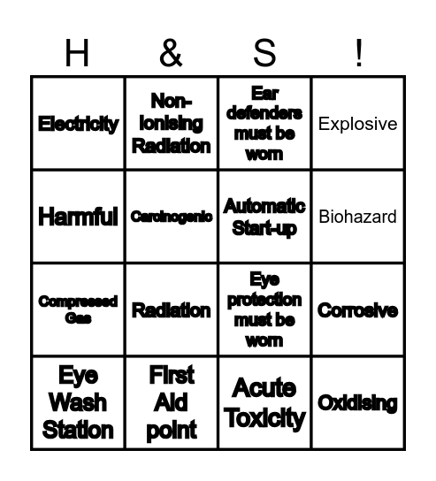 H&S Symbol Bingo Card