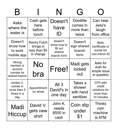 Harrison Square Bingo Card