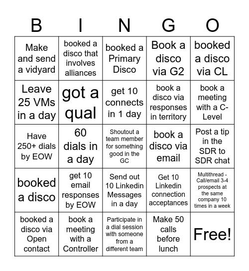 SDR Bingo! Bingo Card