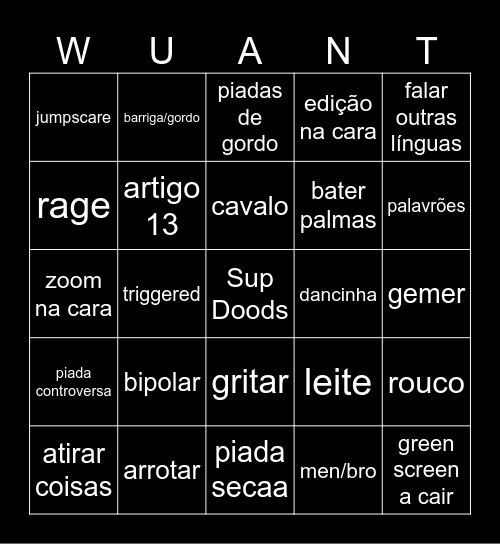 WUANT BINGO Card