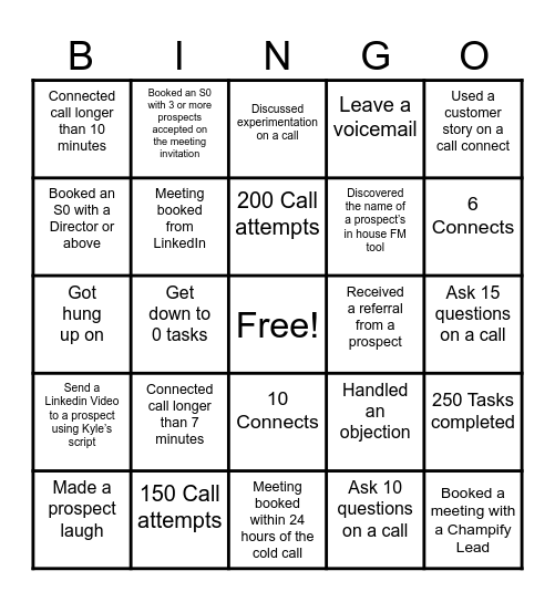 SDR Call Day Bingo Card