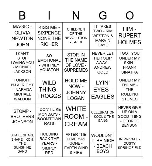 THE SEVENTY NINE INN Bingo Card