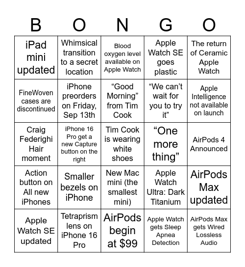 Bongo Apple Watch Party Sep2024 Bingo Card