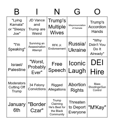 Debate Bingo Card