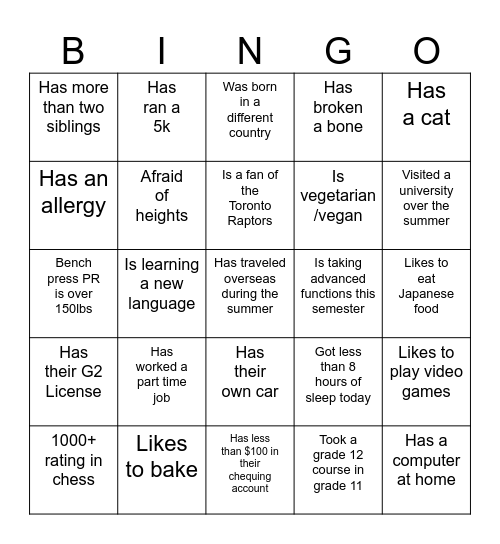 Double Bingo Card