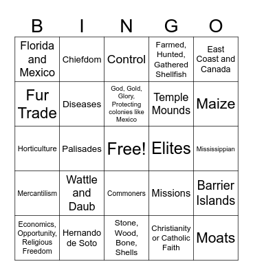 Review SS8H1 Bingo Card