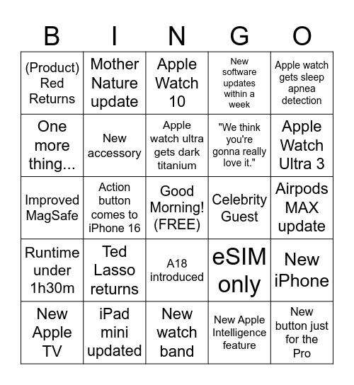 It's Glowtime! Bingo Card