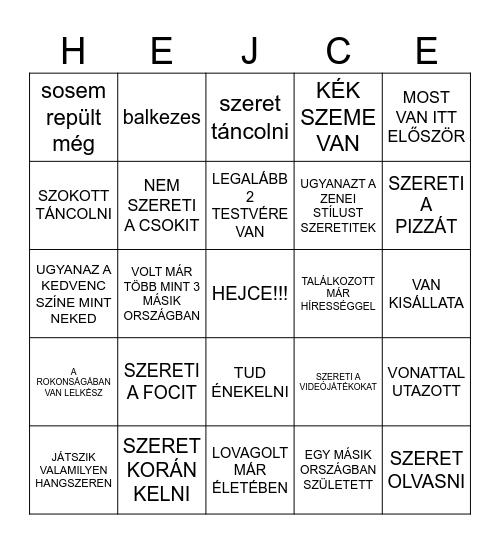 KERESS VALAKIT, AKI/AKINEK... Bingo Card