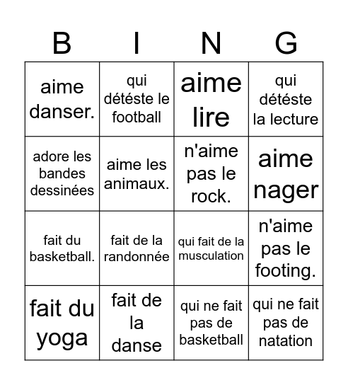 Trouve quelqu'un qui... Bingo Card