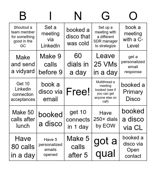 SDR Bingo! Bingo Card