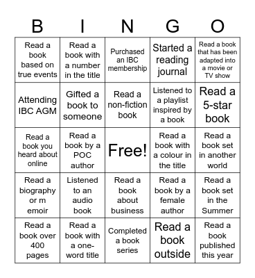 Summer Reading Recap Bingo Card