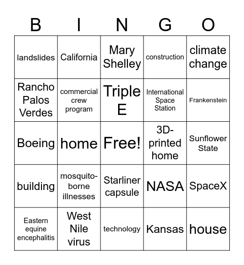 CNN 10 Bingo Card