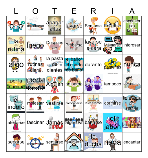 la rutina Bingo Card