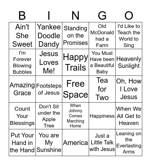 Music Bingo Card