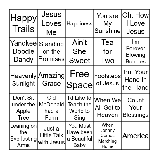 Music Bingo Card