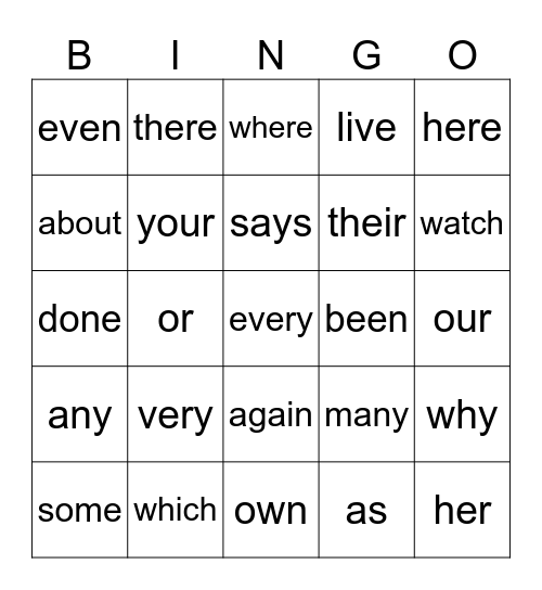 Red Words Bingo v2 Bingo Card