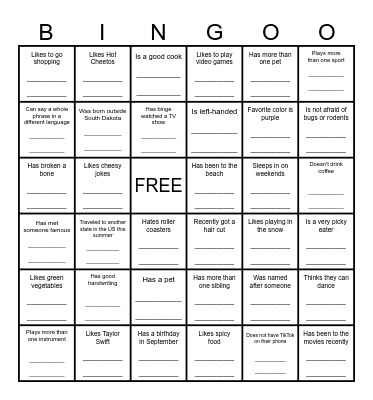 Get-To-Know-You Bingo Card