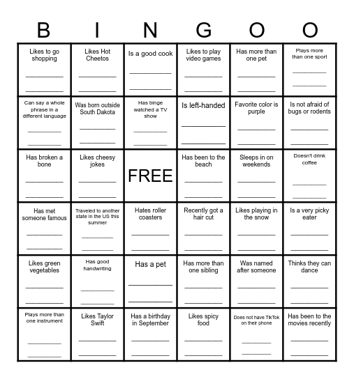 Get-To-Know-You Bingo Card