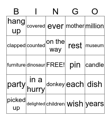 Happy Birthday Danny and the Dinosaur Bingo Card