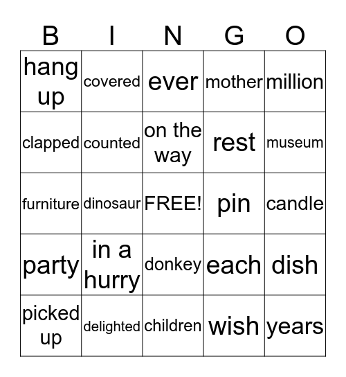 Happy Birthday Danny and the Dinosaur Bingo Card