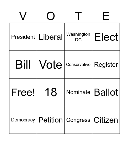 Election Bingo Card