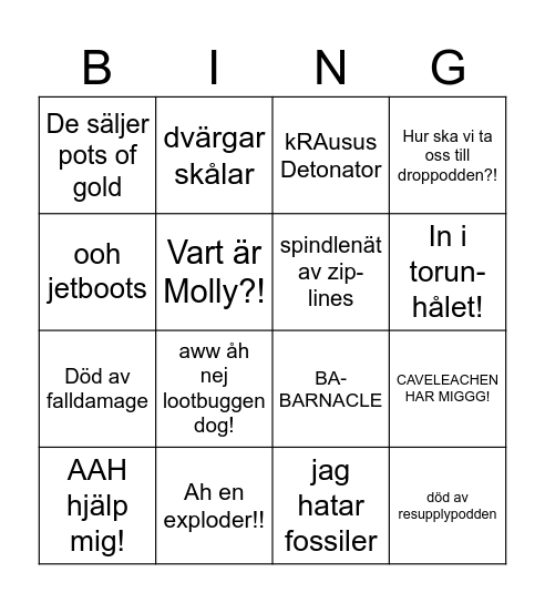 Rock and Stone Bingo Card