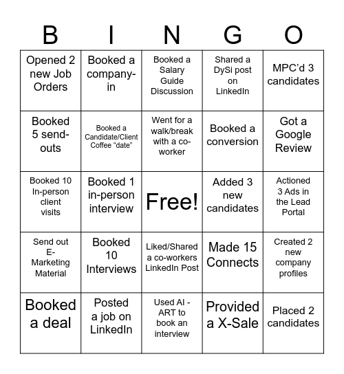 Blitzin' Bingo! Bingo Card