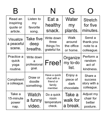 Happiness At Work Bingo Card