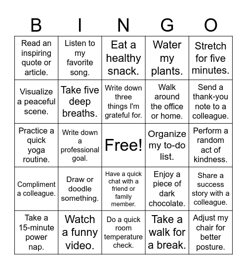 Happiness At Work Bingo Card