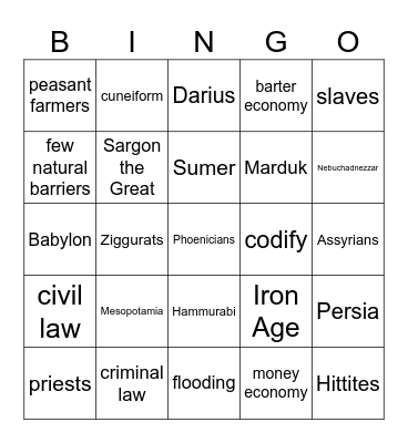 2.1-2.2 Bingo Card