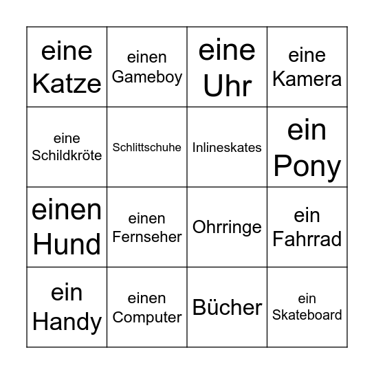 Was möchtest du? Bingo Card