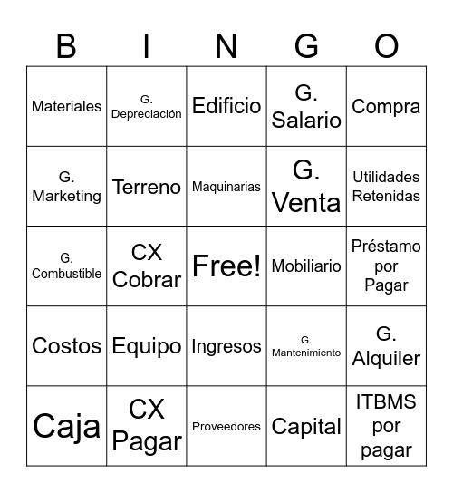 Conta Bingo Card