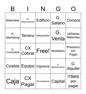 Conta Bingo Card