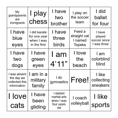 B4 Bingo Card