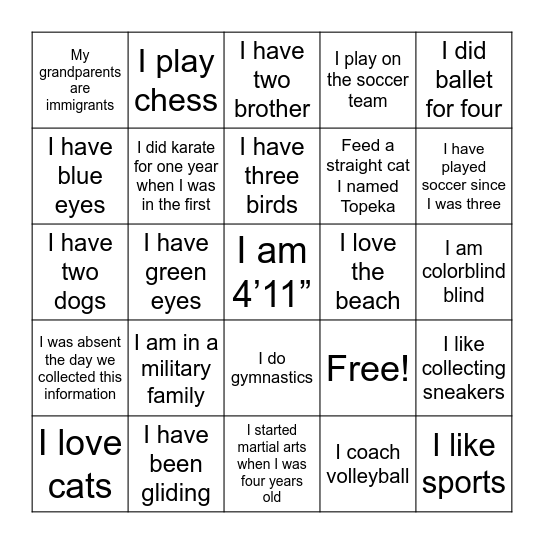 B4 Bingo Card