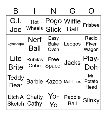 Classic Toys Bingo Card