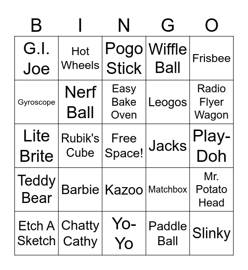 Classic Toys Bingo Card